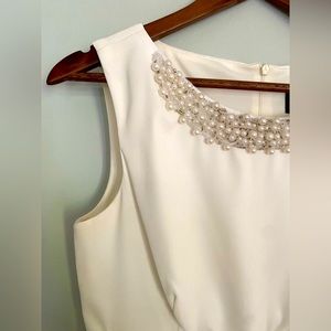 Connected Apparel White Tiered Dress